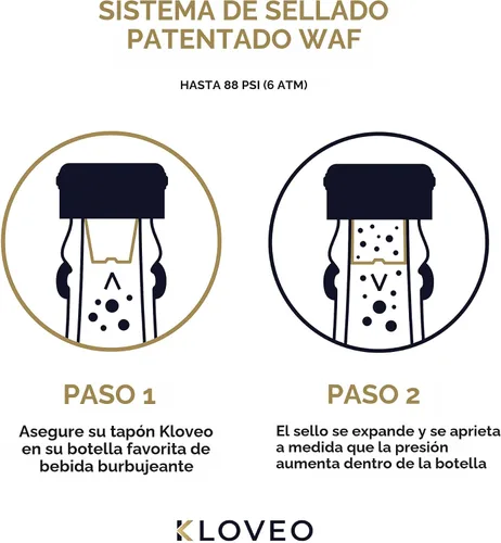 Miniatura 2 de KLOVEO - Tapones de champán, sello patentado, fabricado en Italia, tapón de botella de champán WAF de calidad profesional, tapón para prosecco, cava