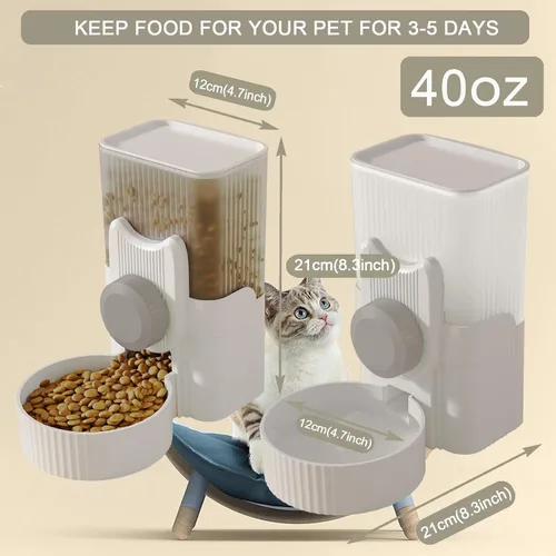 Miniatura 2 de Lemtrflo Comedero para conejos para jaulas, alimentador automático colgante para gatos y dispensador de agua, accesorios para jaula de hurones