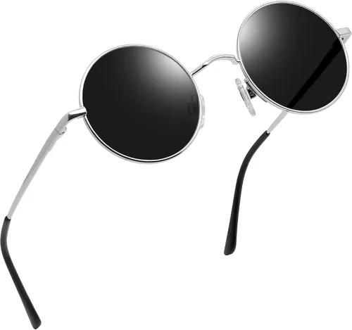 Miniatura 8 de Joopin - Anteojos de sol retro pequeños redondos hippie con círculo polarizado, protección UV400, metal, para hombres y mujeres