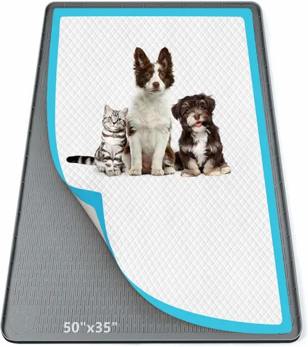 Miniatura 20 de Soporte para orina para perros, 51 x 25.6 pulgadas, de silicona, a prueba de fugas, borde alto, antiderrames, para cachorros, gatos, conejos