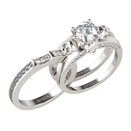 Jeulia Juego de anillos de boda intercambiables de 2.5 quilates para mujer, anillos de plata de ley 925, anillos de compromiso de circonita cúbica