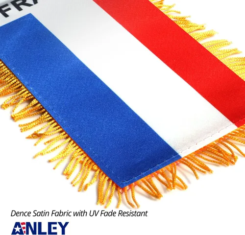 Miniatura 4 de Anley Pancarta colgante de ventana con flecos de Francia de 4 x 6 pulgadas, mini bandera con ventosa