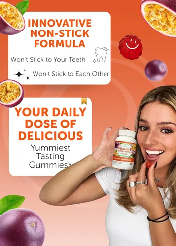Miniatura 3 de Lunakai Gomitas de vitamina E fabricadas en Estados Unidos de 400 UI con vitamina C, suplemento delicioso, vegano, sin OMG para soporte diario