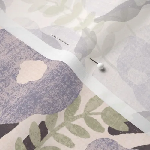 Miniatura 5 de Spoonflower Tela - Flores grises púrpuras hojas de lavanda beige crema naturaleza botánica imitación impresa en tela de gasa Fat Quarter - Costura