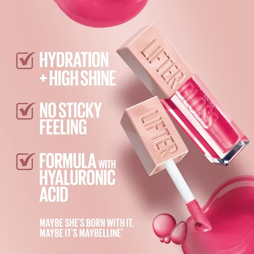 Miniatura 3 de Maybelline Lifter Gloss, Brillo de Labios Hidratante con Ácido Hialurónico, Alto Brillo para Labios Más Llenos, Perla, Perla Plateada Transparente