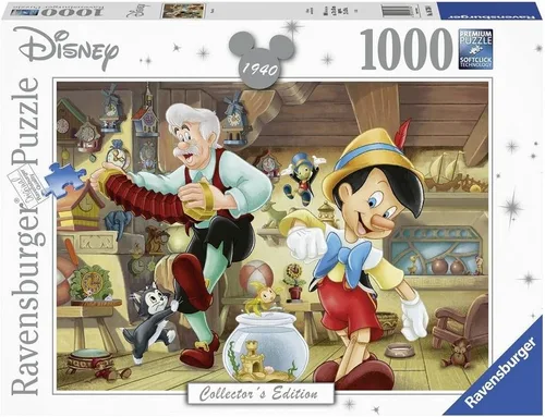 Ravensburger Disney Pinocho - Rompecabezas de 1000 piezas – Tecnología única Softclick Vibrante, obra de arte libre de deslumbramiento | Material