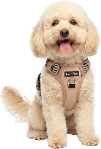 Miniatura 27 de Funfox Arnés para perro sin tirones, arnés de chaleco ajustable para mascotas, material súper suave con mango vertical, fácil control, paseo