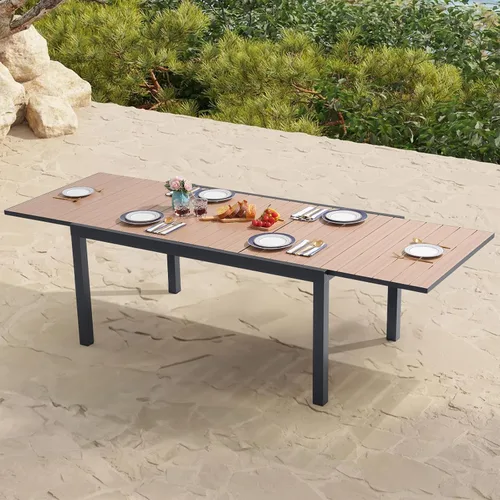 Miniatura 2 de Soleil Jardin Mesa de Comedor Extensible de Aluminio para Patio, 63" - 105", Mesa Rectangular Ajustable para Interiores y Exteriores con Superficie