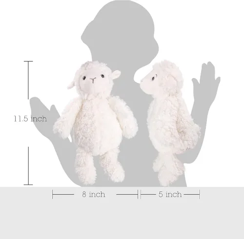Miniatura 5 de LotFancy Peluche de cordero, peluche suave de cordero de 12 pulgadas, lindos peluches para niños, niñas, bebés, baby shower, Pascua, decoración