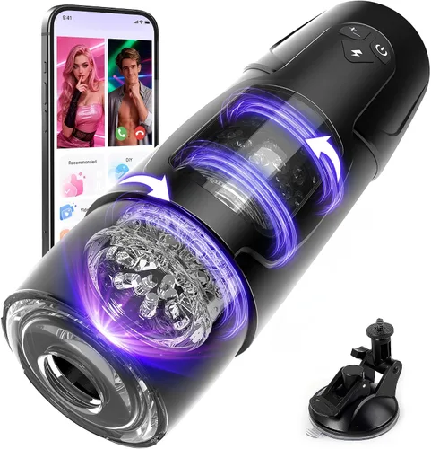 Miniatura 7 de Juguetes sexuales para hombres Masturbador, Masturbadores masculinos automáticos Cafatop AI Sync con movimiento de empuje y rotación, masturbador