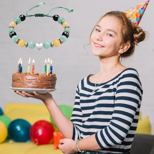 Miniatura 5 de HGDEER Regalos de cumpleaños de 5 a 21 años para ella y ella, pulsera significativa de piedra natural con tarjeta de mensaje para hija, nieta