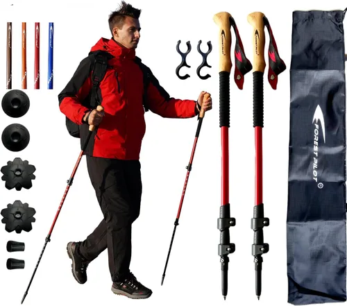 Miniatura 12 de FOREST PILOT Bastones de trekking – Aluminio ligero 7075 con cerradura abatible y accesorios todo terreno – Par de 2 bastones para senderismo
