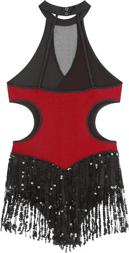 Miniatura 7 de Xnihocha Body de lentejuelas brillantes con flecos, leotardo sexy con borlas, traje de baile de jazz, vestido de una pieza para actuación en escen