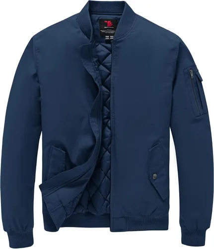 Miniatura 9 de TBMPOY - Chaqueta de hombre para el otoño, chaqueta de invierno, rompevientos, bomber, con cremallera, acolchada, de softshell, cálida