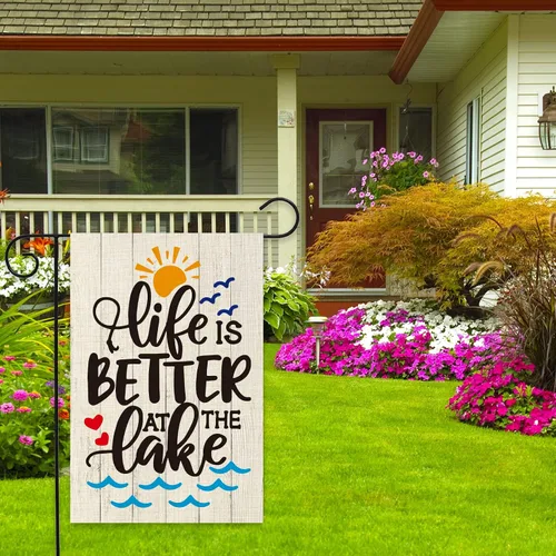 Miniatura 4 de ShuanQ - Bandera de bienvenida de doble cara para el hogar, patio, exterior, lago, decoración de casa, Life is Better at the Lake para patio