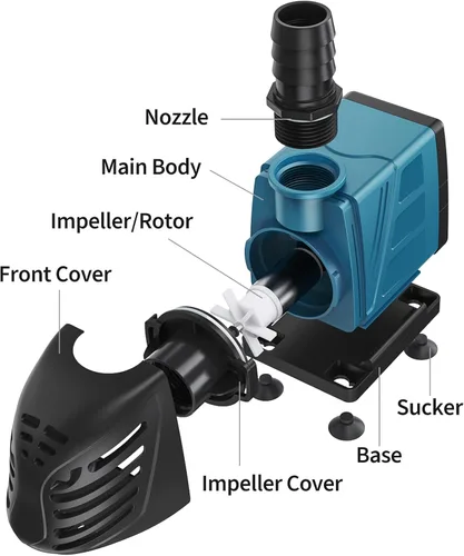 Miniatura 5 de Uniclife Bomba de agua sumergible y en línea de 800 GPH para acuario, 55 W, 8 pies, bomba de retorno silenciosa CA de 120 V con cable