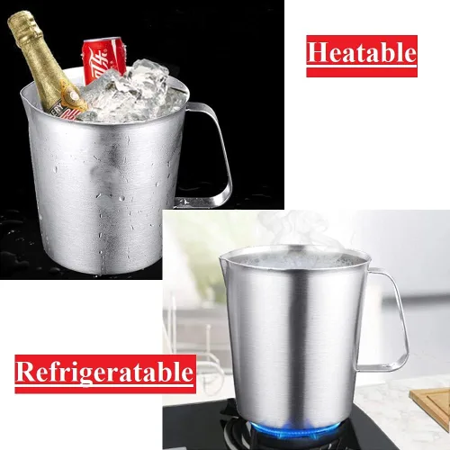 Miniatura 7 de Bettomshin 1 taza medidora métrica de 16.9 fl oz, taza medidora de acero inoxidable, taza de espuma de leche con marca y asa, tazas de mezcla