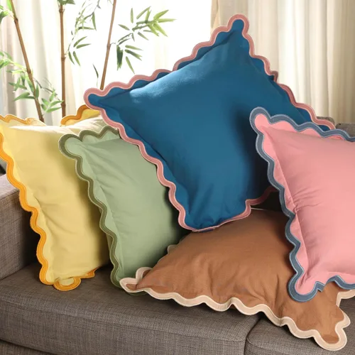 Miniatura 4 de Fundas de almohada Folkulture para sofá o para sala de estar Juego de 2 fundas de almohada (18x18) con diseño boho Fundas de almohada Rubor