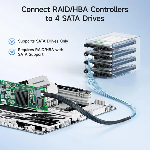 Miniatura 6 de Cable Matters Cable interno Mini SAS a SATA de 3,3 pies (SFF-8087 a SATA Forward Breakout)