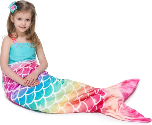 Miniatura 17 de WERNNSAI Manta de Cola de Sirena para Niños - Manta Ponible de Sirena que Brilla en la Oscuridad para Niñas de Invierno Franela Suave con Escamas