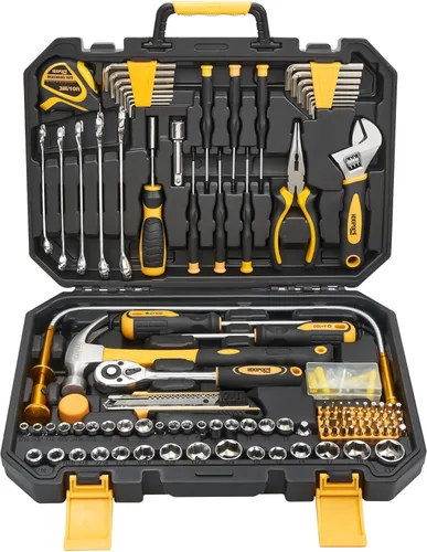 KOOPOOL Juego de 159 herramientas, kit de caja de herramientas para mecánico y automóvil, kit de herramientas general para el hogar, kit de Negro