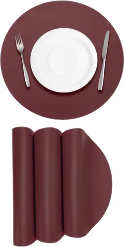 Miniatura 11 de UXCELL 4 manteles individuales de piel sintética para mesa de comedor, manteles redondos de piel sintética, resistentes al calor, impermeables, a
