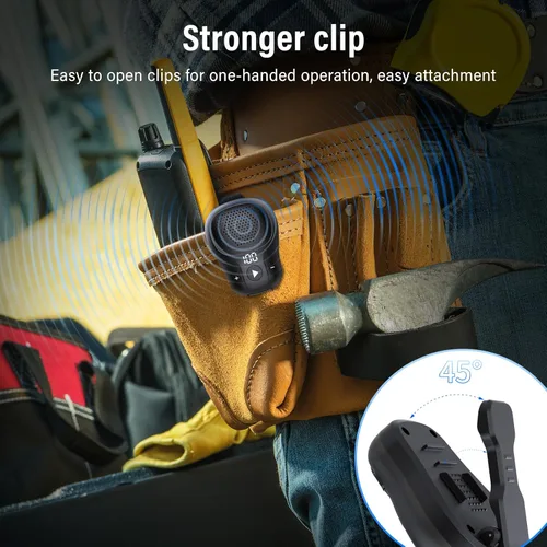 Miniatura 4 de Altavoz Bluetooth Vestible, altavoces portátiles inalámbricos con clip, altavoz de clip impermeable IP56 de hasta 18 horas de duración de la Negro