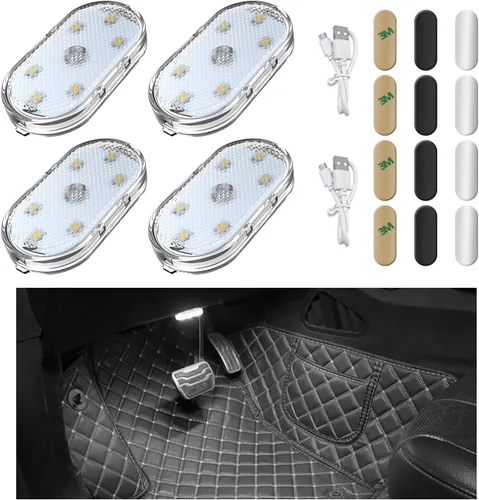 Miniatura 8 de Ziciner 2 bombillas LED para interior de coche, bombilla LED inalámbrica súper brillante, bombilla LED festón recargable por USB, accesorios