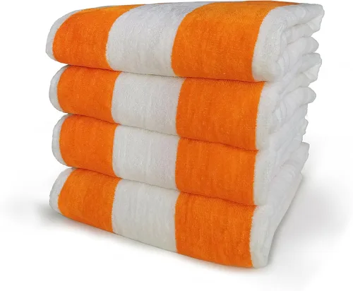 Miniatura 11 de Royal Comfort Cabana - Toallas de playa a rayas de 30 x 60 pulgadas, paquete de 4 unidades (rosa neón / blanco) terciopelo de rizo de 11.7 libras