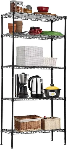 Miniatura 10 de Estantería de almacenamiento de 5 niveles, estante NSF ajustable en altura, estantes de alambre organizador de acero para lugares pequeños, cocina