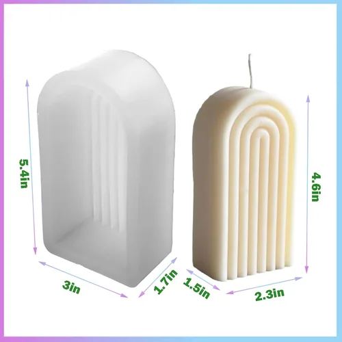 Miniatura 4 de Moldes geométricos de arco iris para velas, molde de silicona en forma de U a rayas, moldes epoxi de líneas abstractas para hacer velas y hornear