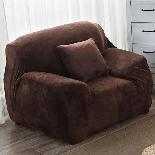 Miniatura 35 de vctops Funda elástica para sofá de 4 plazas de terciopelo de felpa, 1 pieza, con parte inferior elástica, protector de muebles suave y esponjoso