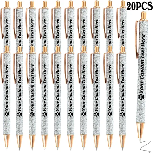 Miniatura 19 de 10 bolígrafos personalizados con purpurina, bolígrafos impresos personalizados a granel, bolígrafos retráctiles de tinta negra para graduación