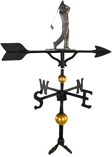 Miniatura 3 de Montague Metal Products Veleta de 32 pulgadas con adorno de golfista negro satinado