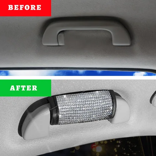 Miniatura 5 de 2 piezas de fundas para asa de agarre de coche, protector de asa de agarre interior de coche, funda para asa de puerta con diamantes, fundas