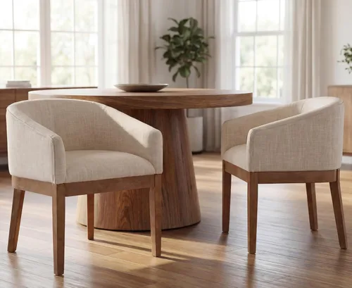 Miniatura 16 de RIVOVA Juego de 2 Sillas de Comedor Beige de Mediados de Siglo Modernas Sillas de Comedor Tapizadas en Lino Sillas de Cocina y Comedor con Respaldo