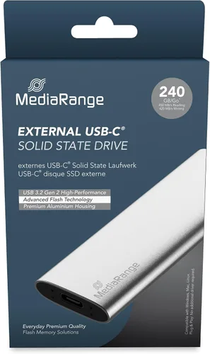 Miniatura 6 de MediaRange MR1101 - Disco duro SSD externo de 240 GB USB tipo C plateado
