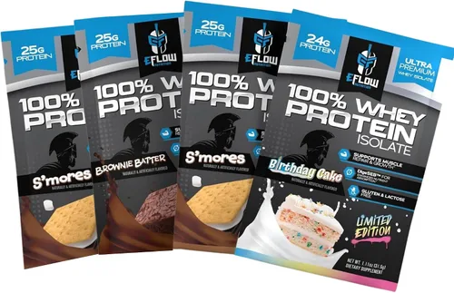 eFlow Nutrition Variedad de muestras de proteína de suero – Muestras de proteína aislada en polvo, bajas en calorías, digestión rápida, calidad