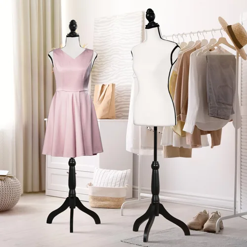 Miniatura 11 de Maniquí de espuma corporal para mujer, maniquí de espuma de 60 a 67 pulgadas, maniquí de vestido ajustable con base de trípode de madera