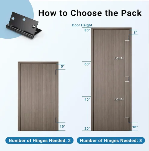 Miniatura 6 de KNOBWELL Paquete de 50 bisagras de puerta negras mate para puertas interiores, bisagras de puerta de 3.5 x 3.5 pulgadas con esquinas cuadradas Negro