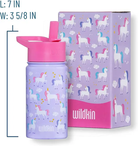 Miniatura 9 de Wildkin Paquete de maleta rodante con botella de agua reutilizable de acero de 14 onzas (unicornio)