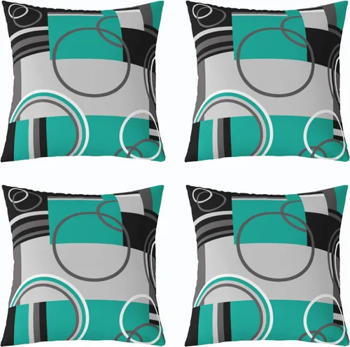 Miniatura 19 de Fundas de almohada geométricas modernas con rayas en rojo, marrón y negro, diseño retro de círculos y remolinos, juego de 4 fundas de almohada de 16