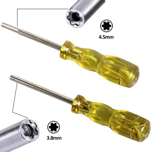 Miniatura 5 de Juego de destornilladores gamebit, puntas de seguridad de 3,8 mm y 4,5 mm para abrir consolas Nintendo, Sega y cartuchos de juego - Amarillo