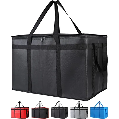 Miniatura 28 de Bodaon Paquete de 3 bolsas aisladas para entrega de alimentos para comidas calientes y frías, bolsas enfriadoras XXL, bolsa aislante para catering