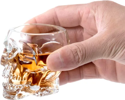 Miniatura 3 de MyGift Juego de 6 vasos de chupito de calavera – Vaso de cristal transparente de 2.8 onzas para fiestas de Halloween, bares de cóctel y decoración