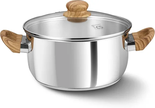Miniatura 8 de Olla de acero inoxidable KOCH SYSTEME CS - Olla de inducción de acero inoxidable de 6 cuartos con tapa para pasta, sopa, espaguetis, ollas de sopa