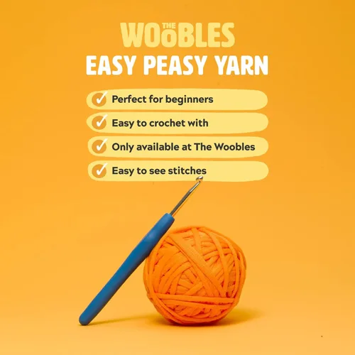 Miniatura 5 de Woobles Easy Peasy Hilo para Principiantes - Hilo de Ganchillo y Tejer - Mediano #4 Worsted - Mezcla de Algodón-Nailon Vamos a Ketchup Pronto