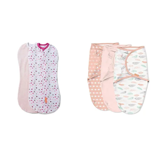 SwaddleMe Ingenuity Pod - Tamaño pequeño/mediano, 0 a 3 meses, paquete de 2 (I Heart You) y por Ingenuity Original Swaddle - Talla S/M, 0-3 meses,