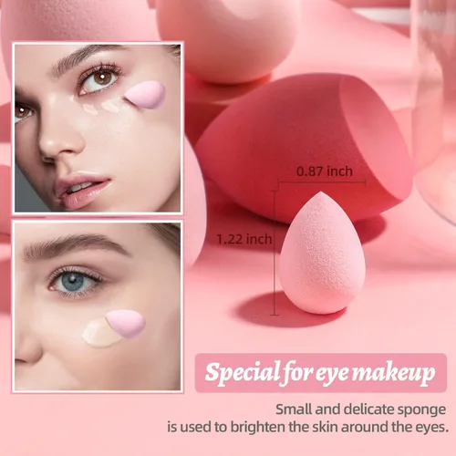 Miniatura 5 de Juego de esponjas de maquillaje BS-MALL con estuche de almacenamiento, 7 piezas para líquidos, crema y polvo, base SAVE con 1 mini esponja de A-Rosa