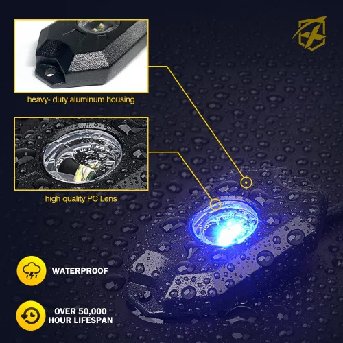 Miniatura 3 de Xprite - Kit de luces LED RGBW con Bluetooth y control remoto inalámbrico, luces de neón multicolor para vehículos, luces para ruedas y bajos